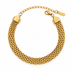Gold-toned SALVE mesh bracelet with adjustable strap, featuring a stylish and modern design.