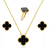 Salve VC Black Clover Pendant Earrings Ring Set