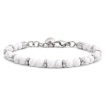 White Howlite bracelet for men featuring polished beads, crafted by SALVE, showcasing a sleek and stylish accessory.