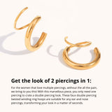 Salve 18K Gold Plated Faux Double Piercing Hoops