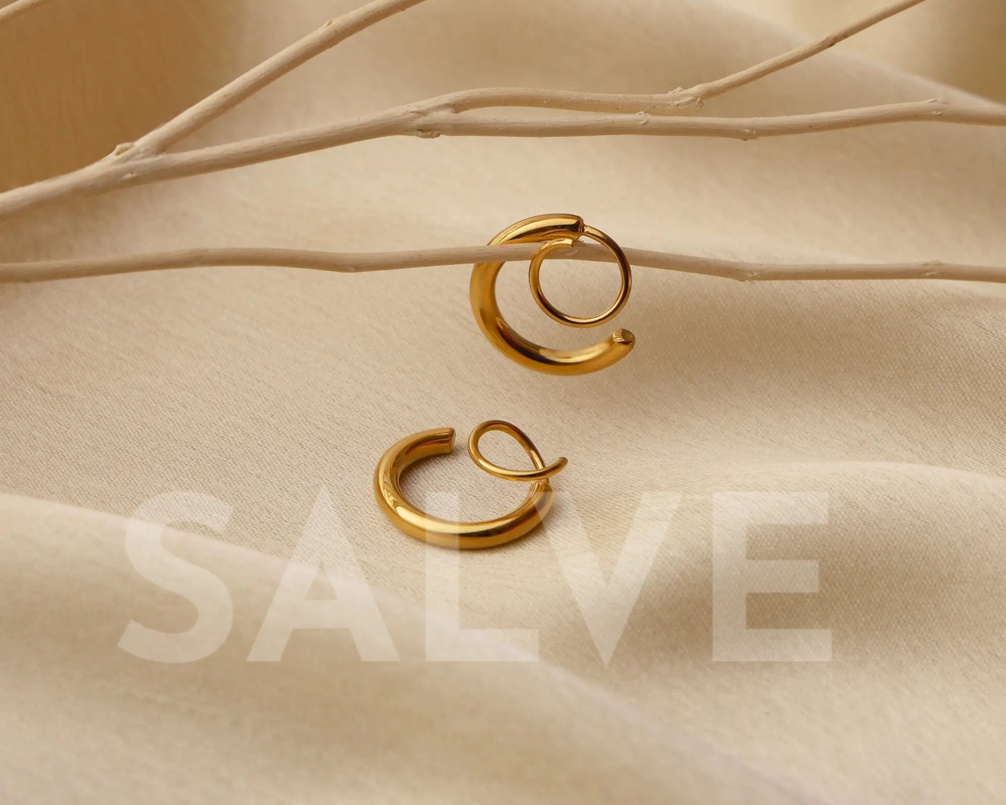 Salve 18K Gold Plated Faux Double Piercing Hoops - Salve