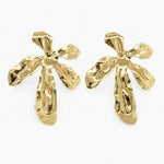 Salve big statement flower earrings with vibrant petal design and gold-tone metal hooks, perfect for bold accessory styles.