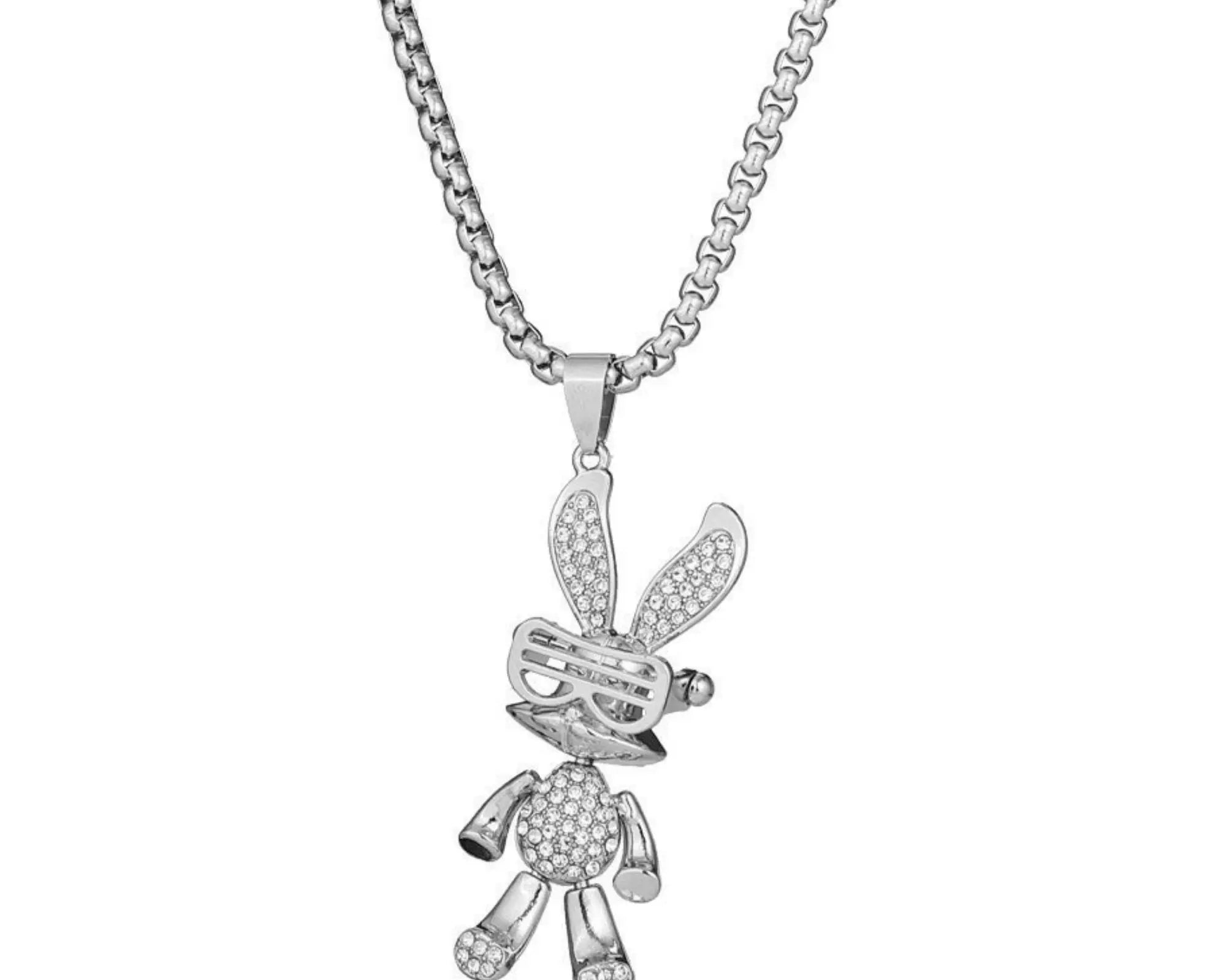 Salve Men Iced Out Blings Bunny Pendant Chain - Salve