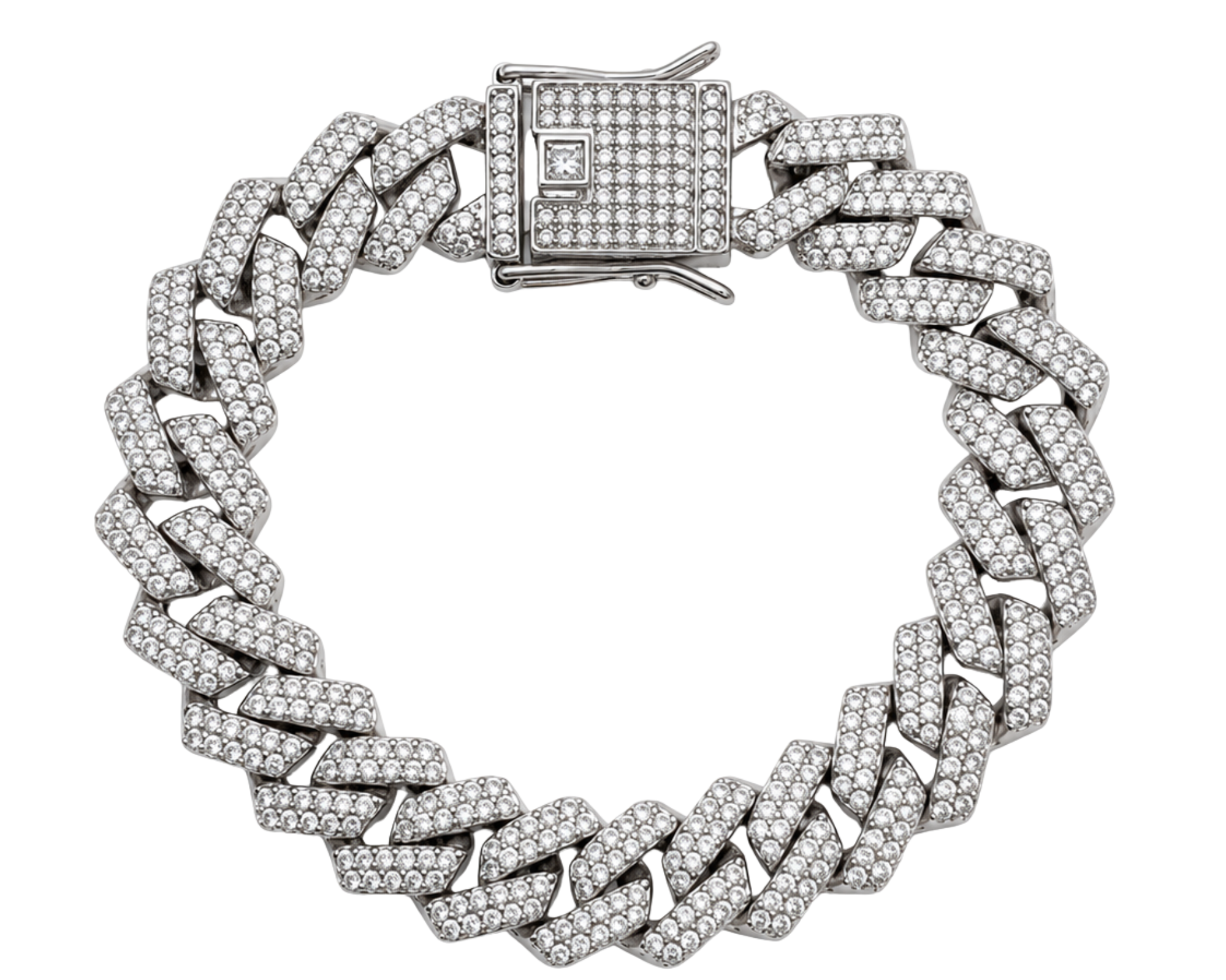 SALVE 15MM Cuba CZ bracelet for men featuring a stylish silver design with cubic zirconia accents, crafted for a modern look.