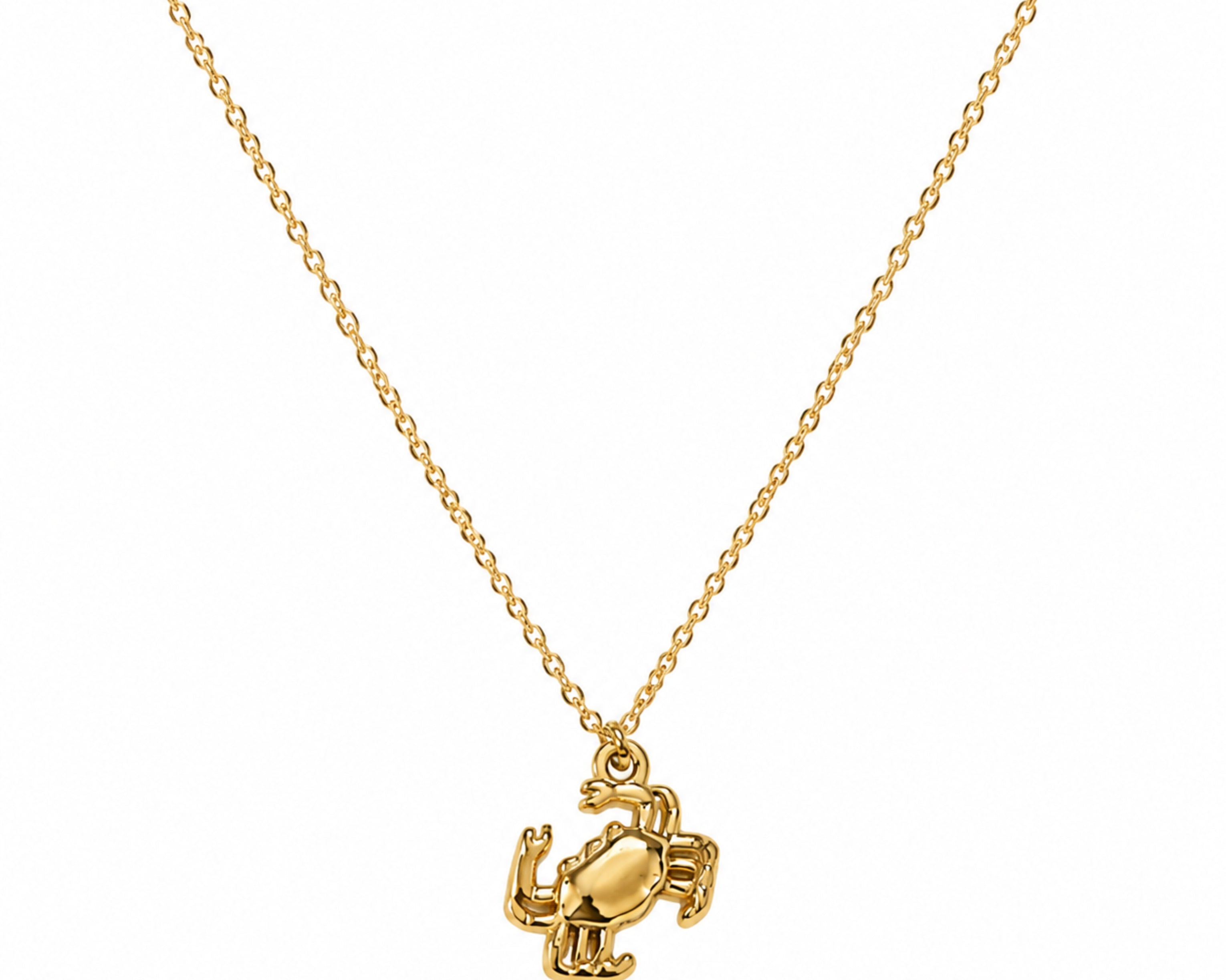 Gold-tone crab pendant necklace by SALVE featuring a detailed crab charm on a delicate chain.