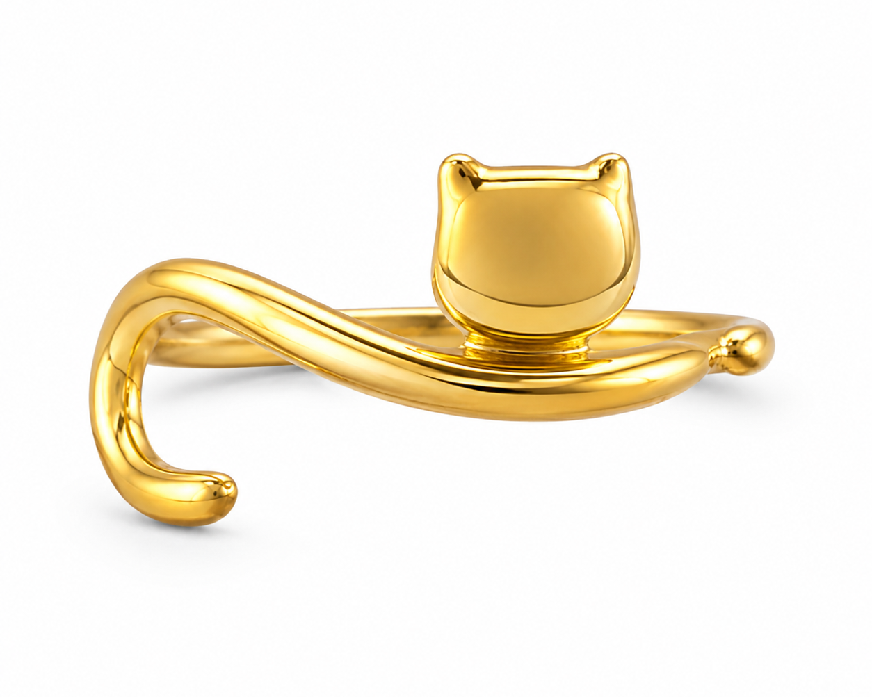 Adjustable SALVE Chic Cat Ring for women featuring a sleek cat design in silver-tone metal.