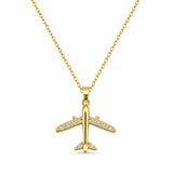 CZ-Studded Airplane Pendant