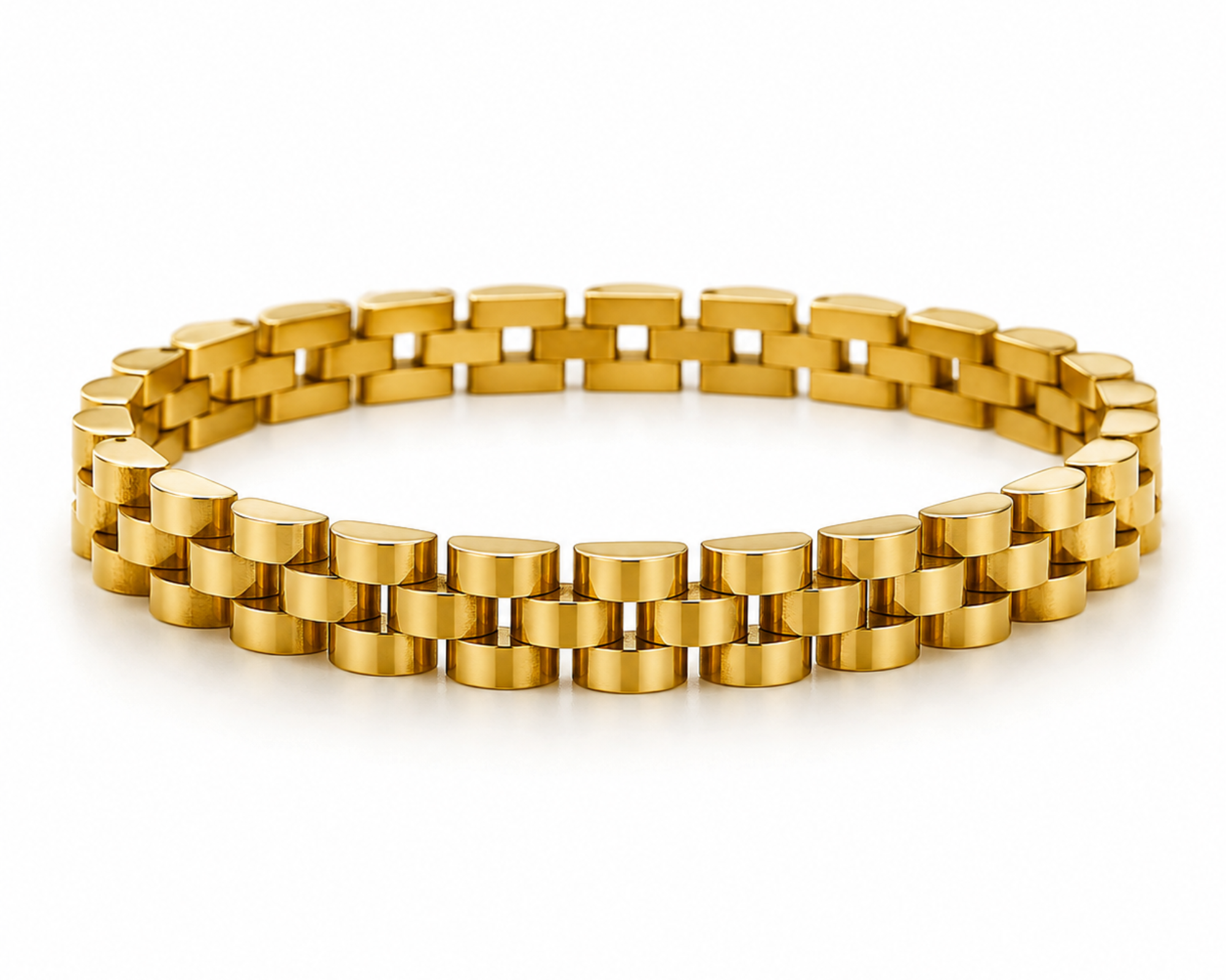 Salve 8mm men's watch link bracelet with stainless steel links, showcasing a sleek and stylish accessory for men.
