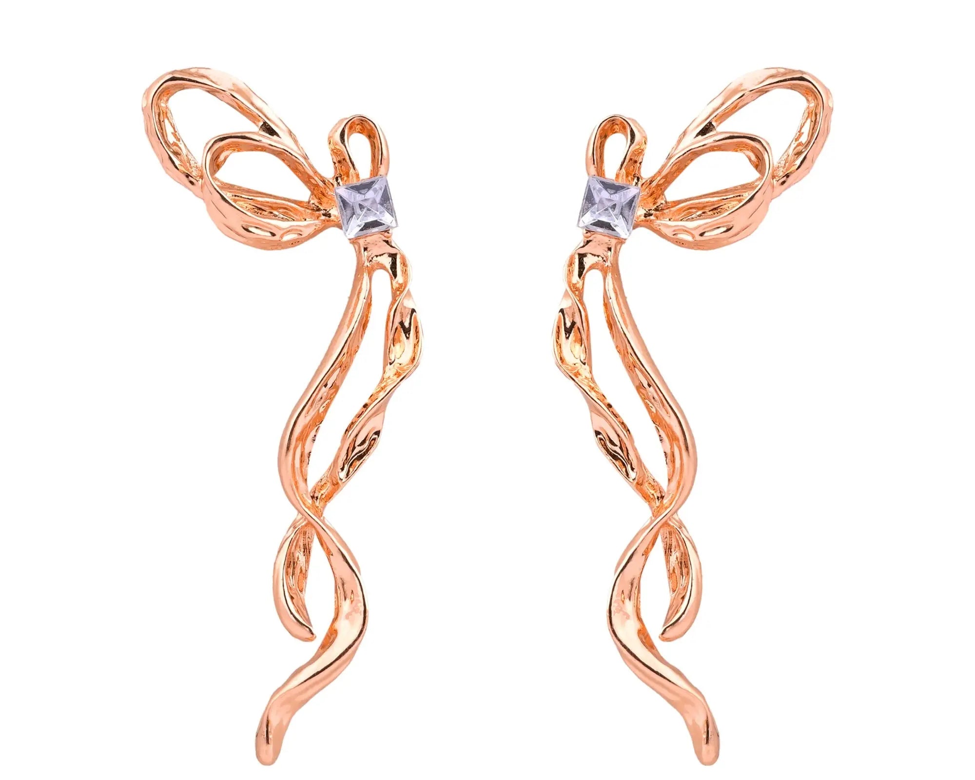 Salve Bow-Mance Rose Gold Earrings - Salve