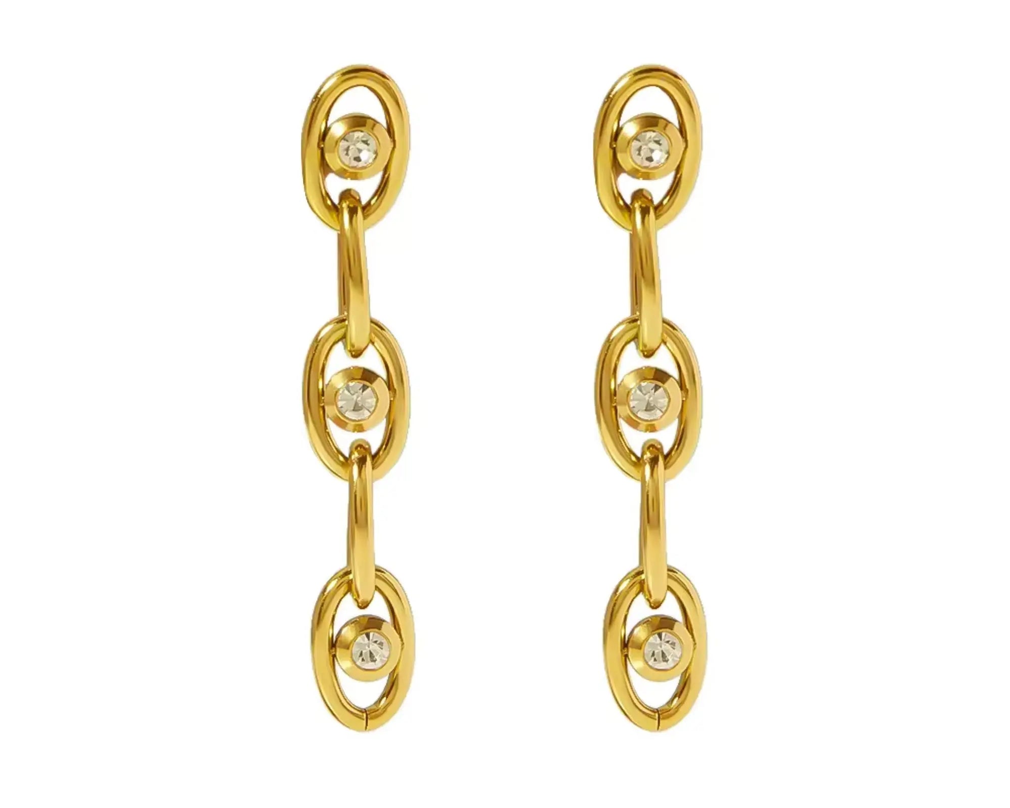 Salve Zirconia Contemporary Gold-Toned Dangle Earrings - Salve