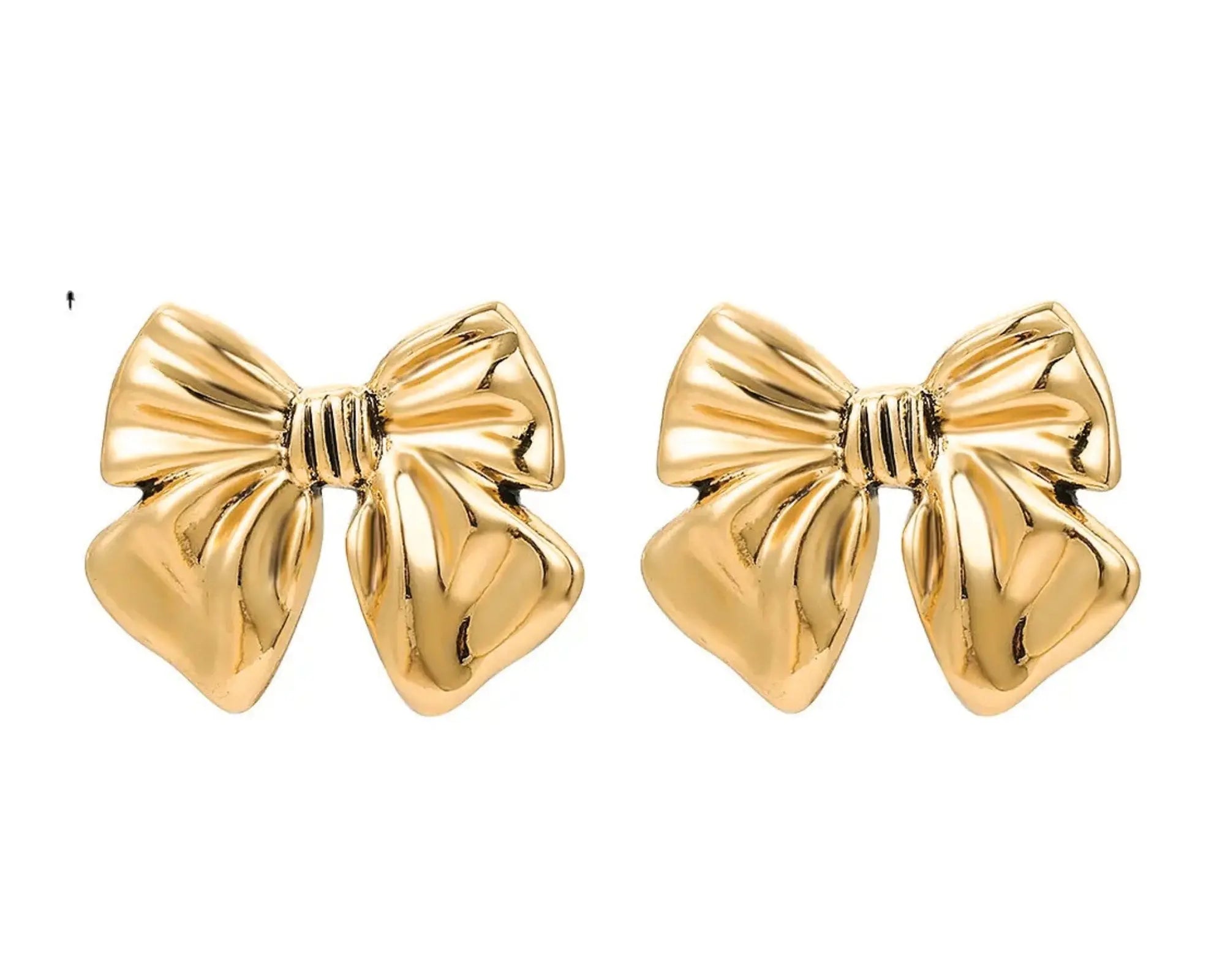 Salve Gold-Toned Ribbon Knot Bow Earrings - Salve