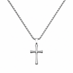 Silver-toned cross pendant necklace by SALVE, featuring a detailed Christian cross design on a sleek chain.