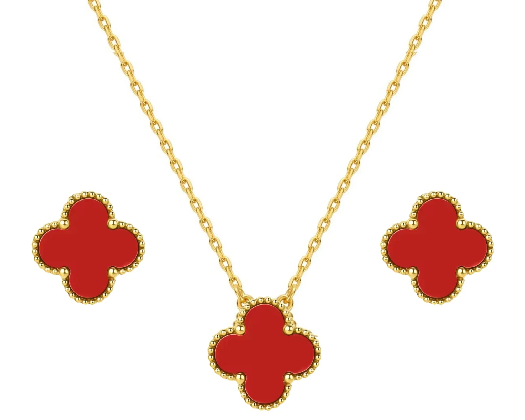 Salve Red Clover Pendant Set for Women - Salve