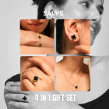 Salve Black Clover Necklace Set of 4