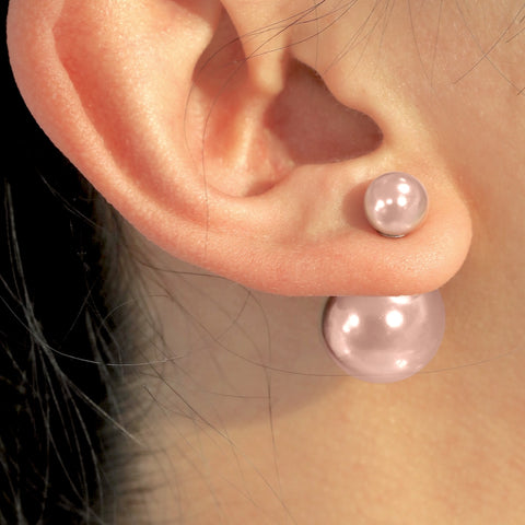 Salve ‘Minimalist’ Two Way Rose Gold Pearl Stud Earrings