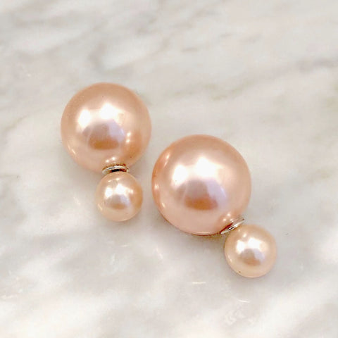 Salve ‘Minimalist’ Two Way Rose Gold Pearl Stud Earrings