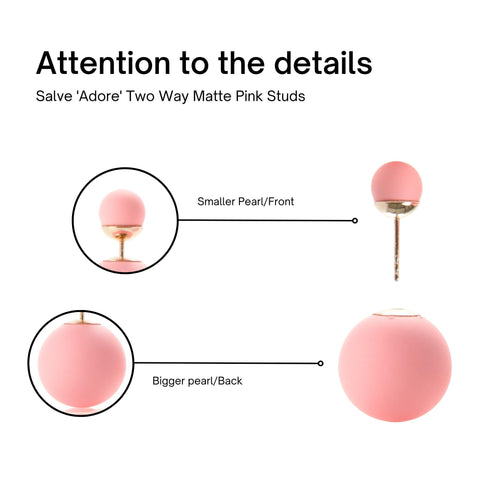 Salve ‘Adore’ Two Way Matte Pink Pearl Stud Earrings