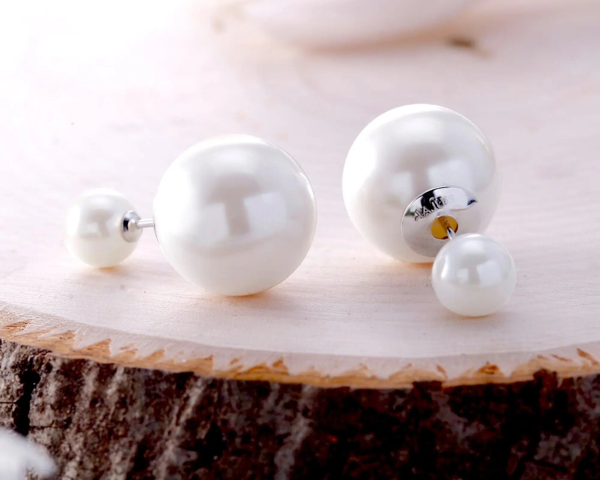 Salve 2 in 1 Double Pearl Stud Jacket Earrings - Salve