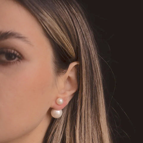 Salve ‘Aphrodite’ Faux Pearl Statement Hoop Earrings | 3 in 1 Hoops for Women | Detachable Double Pearl Studs