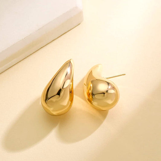 Salve ‘Chic’ Bottega-Inspired Teardrop Chunky Gold Earrings | Celebrity Inspired, Festive Party Glam Trendy Stud Earrings | Gifts for Women