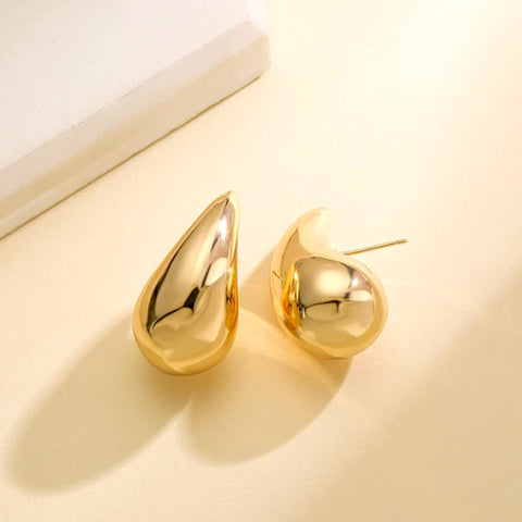 Salve ‘Chic’ Bottega-Inspired Teardrop Chunky Gold Earrings