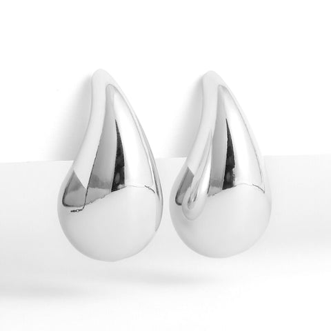 Salve ‘Chic’ Bottega-Inspired Teardrop Chunky Silver Earrings | Oversized, Party Statement Studs, Celebrity Inspired Fashion Jewellery