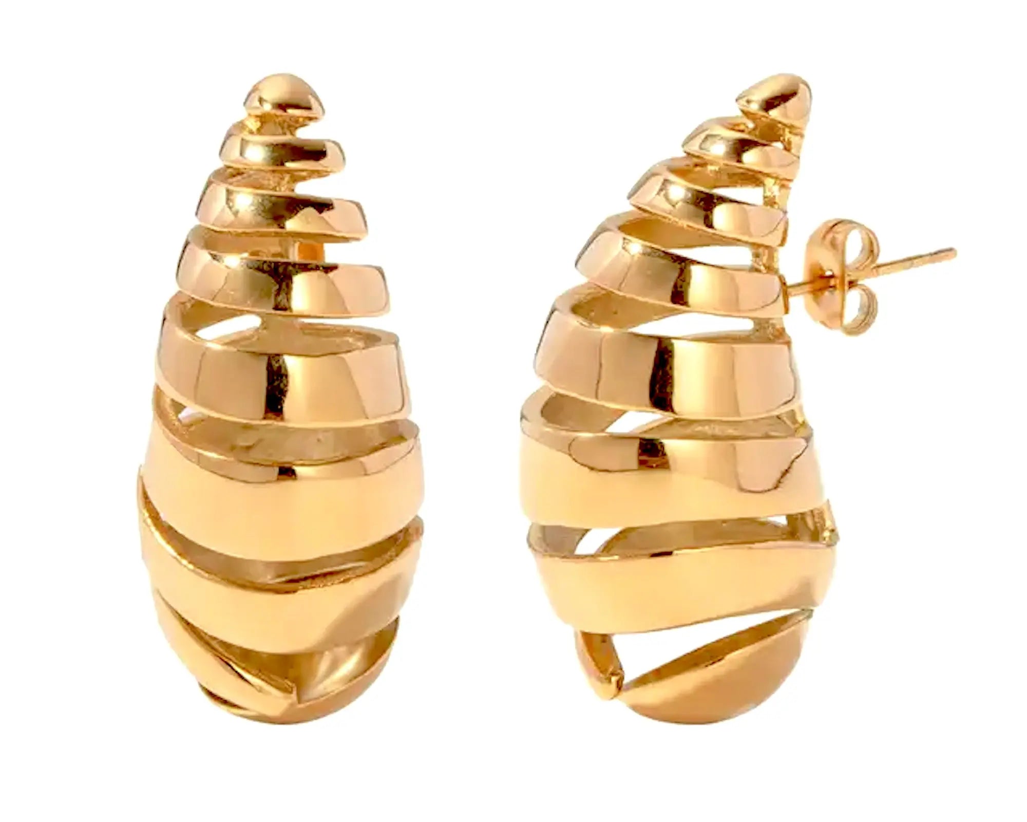 Salve Teardrop Chunky Spiral Gold Earrings - Salve