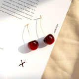 Salve Quirky Cherry Red Edgy Beach Hanging Earrings