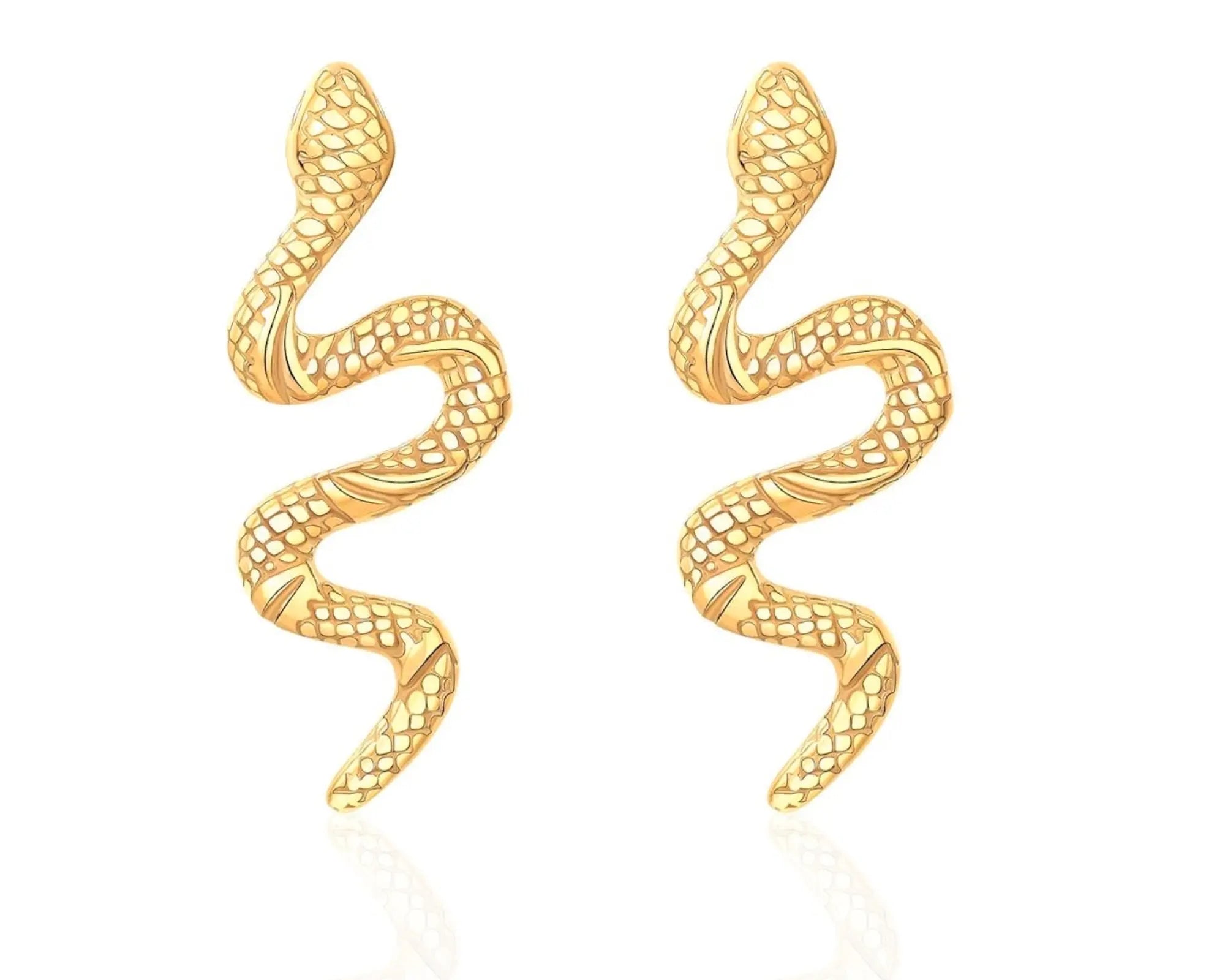 Salve Snake Serpent Gold Dainty Stud Earrings - Salve