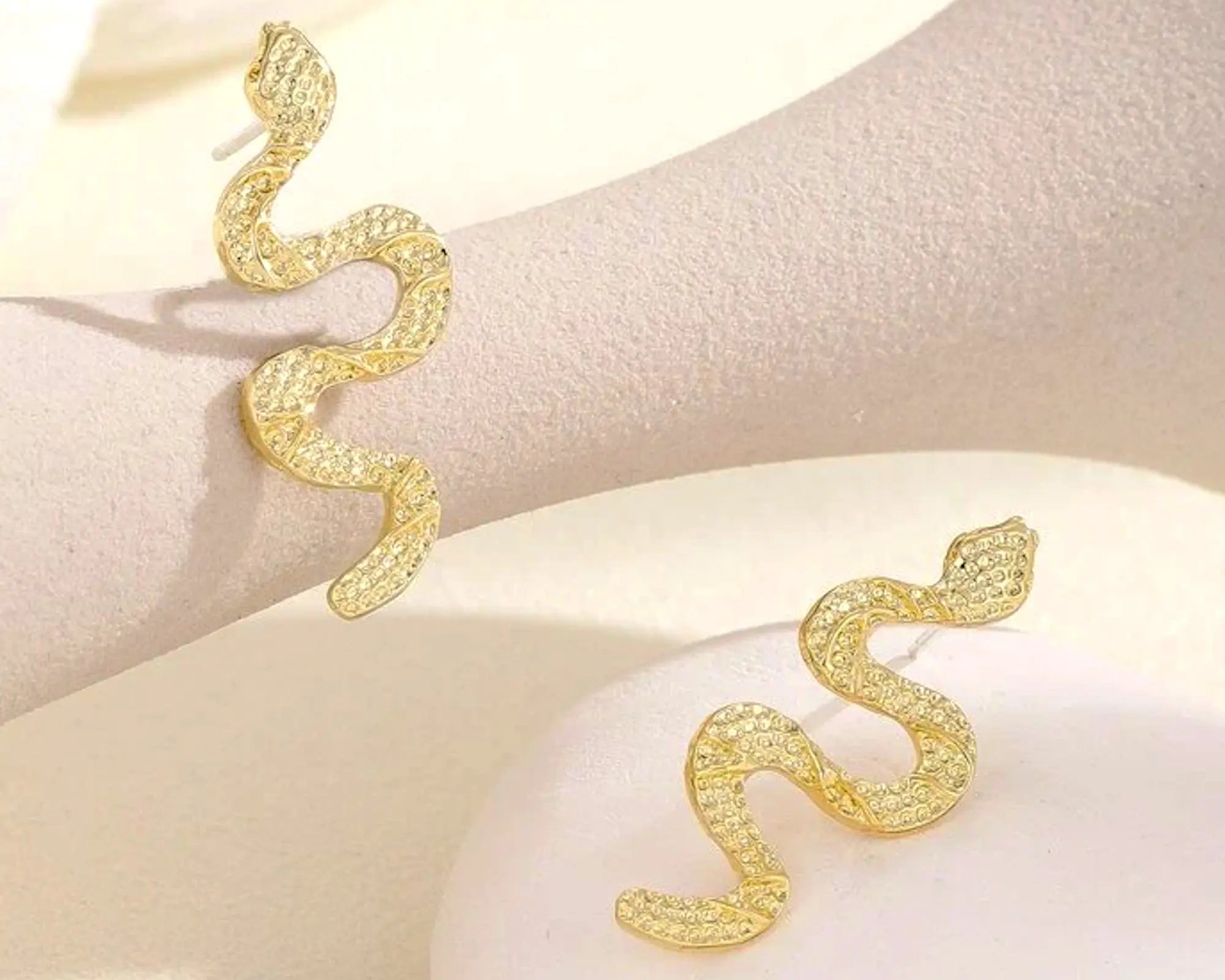 Salve Snake Serpent Gold Dainty Stud Earrings - Salve