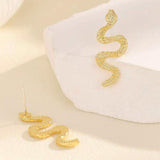 Salve Snake Serpent Gold Dainty Stud Earrings
