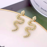 Salve Snake Serpent Gold Dainty Stud Earrings