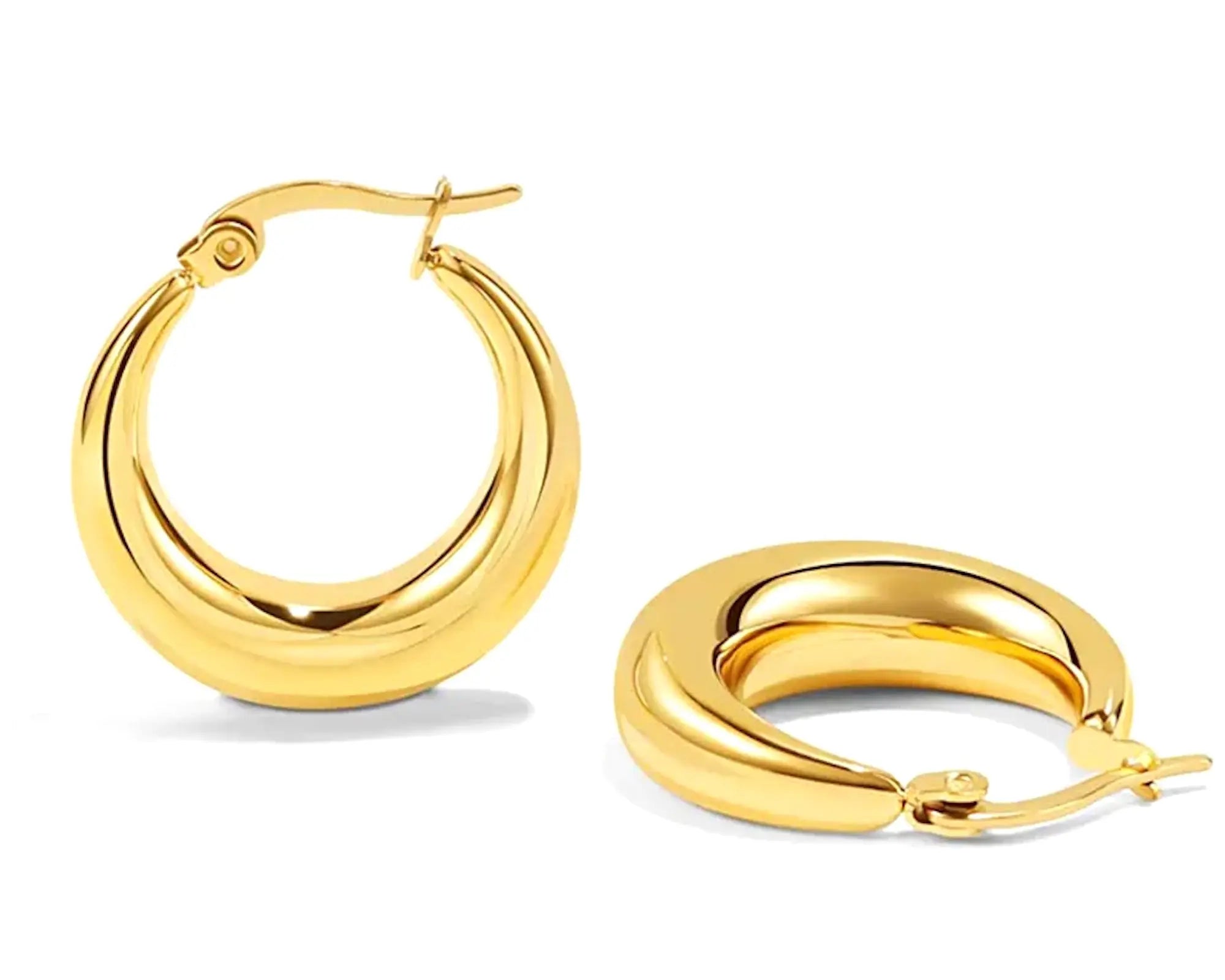 Salve Chunky Dome Huggie Hoop Gold Earrings - Salve