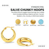 Salve Modern Chunky Stainless Steel Dome Huggie Hoop Gold Earrings
