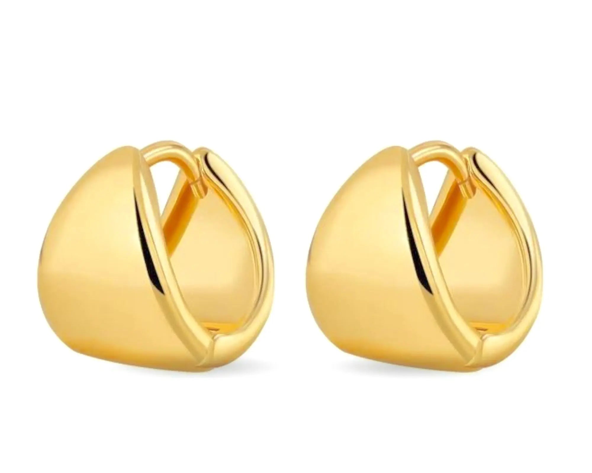 Salve Dome Small Chunky Thick Huggie Hoop Gold Earrings - Salve