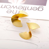 Salve Contemporary Twisted Fan Gold Stud Earrings for Women