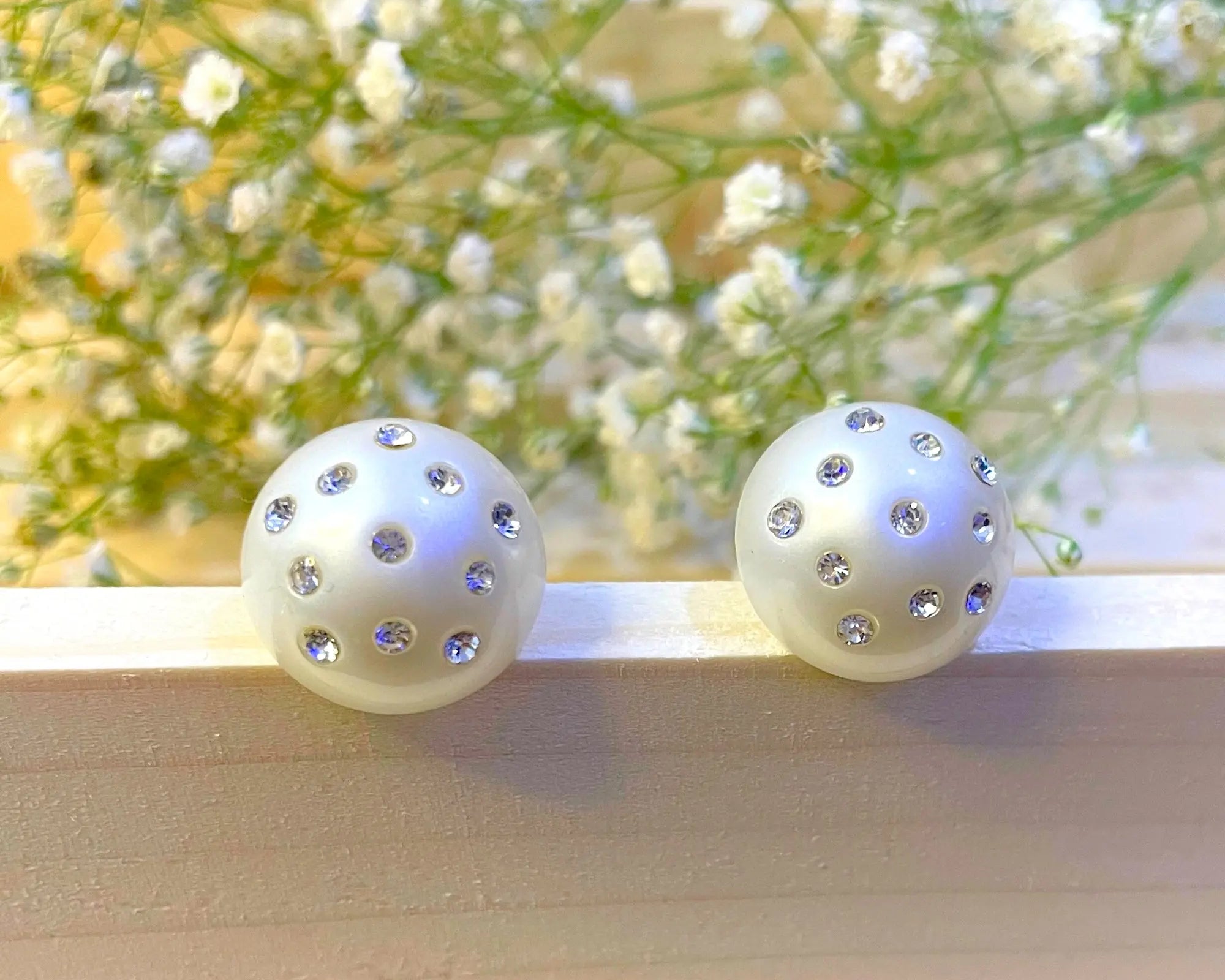 Salve CZ Studded Flat Pearl Earrings - Salve