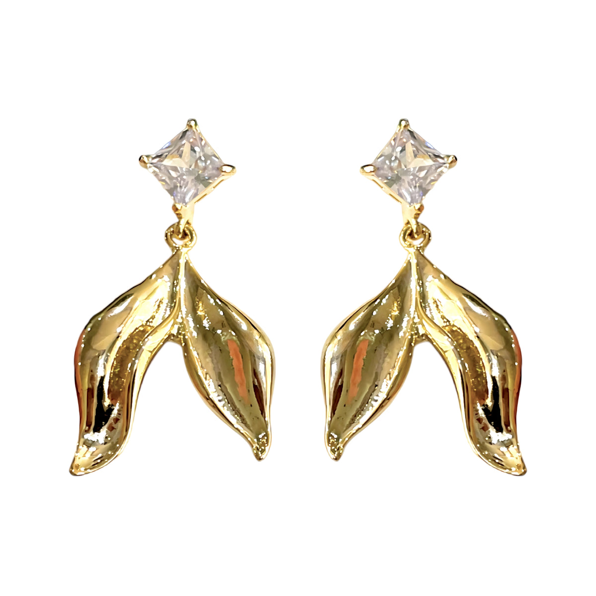 Salve 18K Gold Plated Solitaire Mermaid Danglers