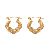 Salve Twisted CZ Chunky Gold Hoops