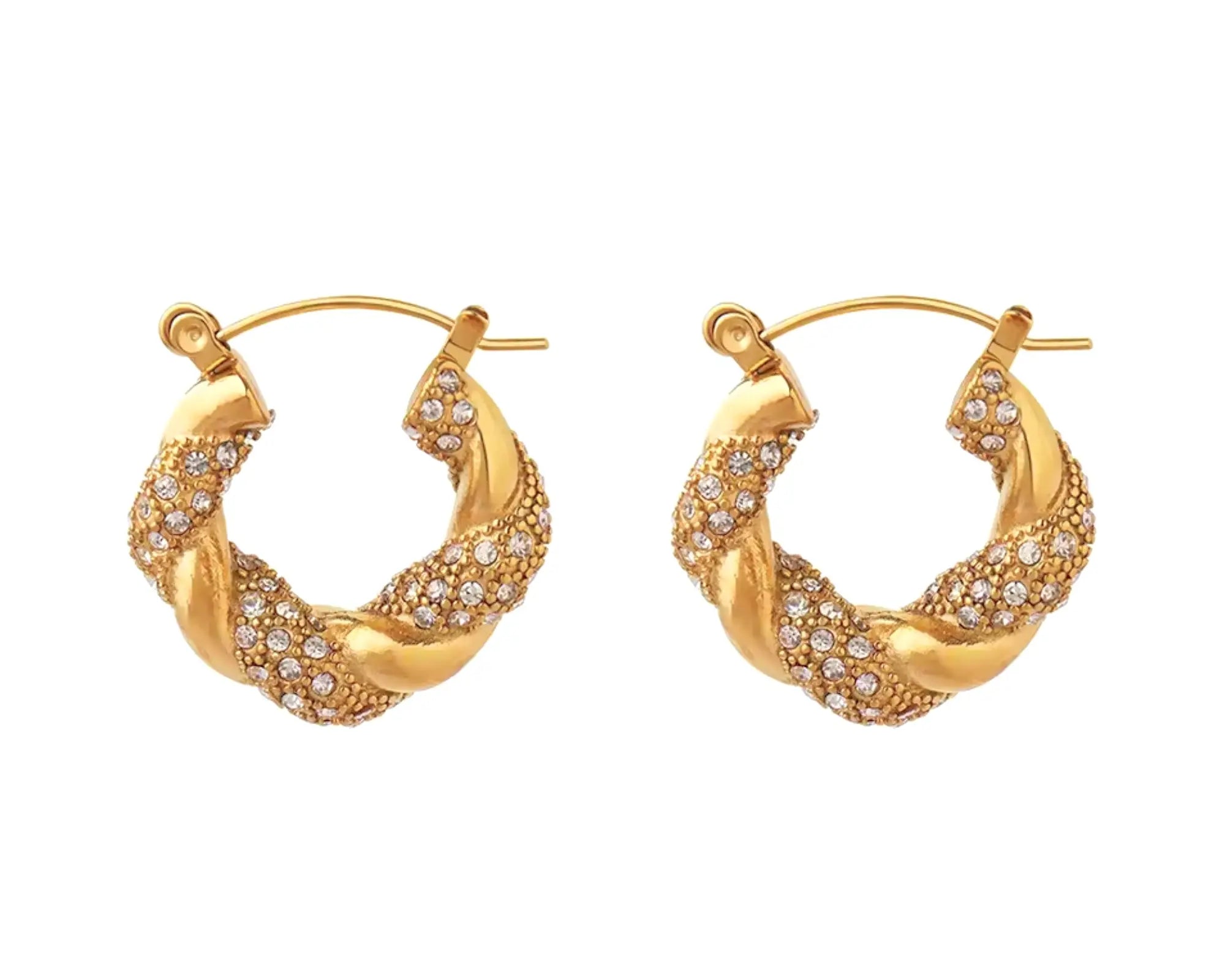 Salve Twisted CZ Chunky Gold Hoops - Salve