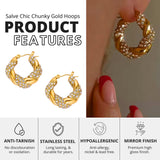 Salve Twisted CZ Chunky Gold Hoops