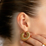 Salve Chunky Gold Coil Hoop Earrings