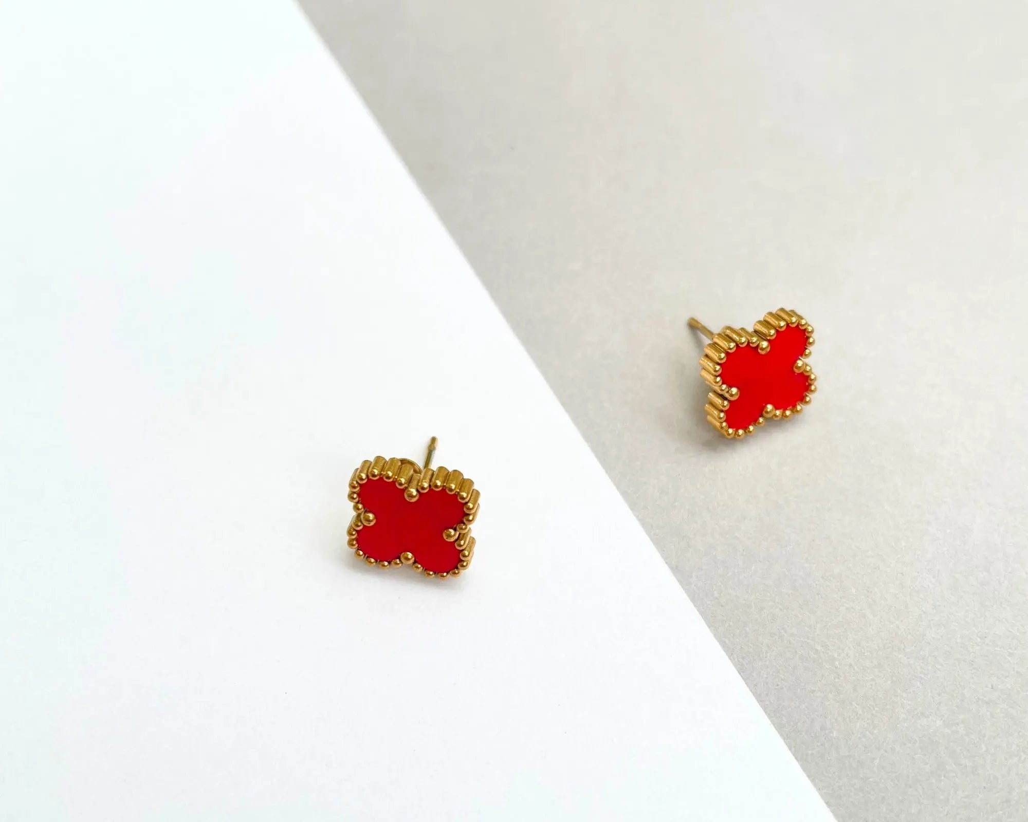 Salve Red Clover Stud Earrings - Salve