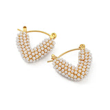 Salve Coquette Faux Pearl Heart Hoop Earrings