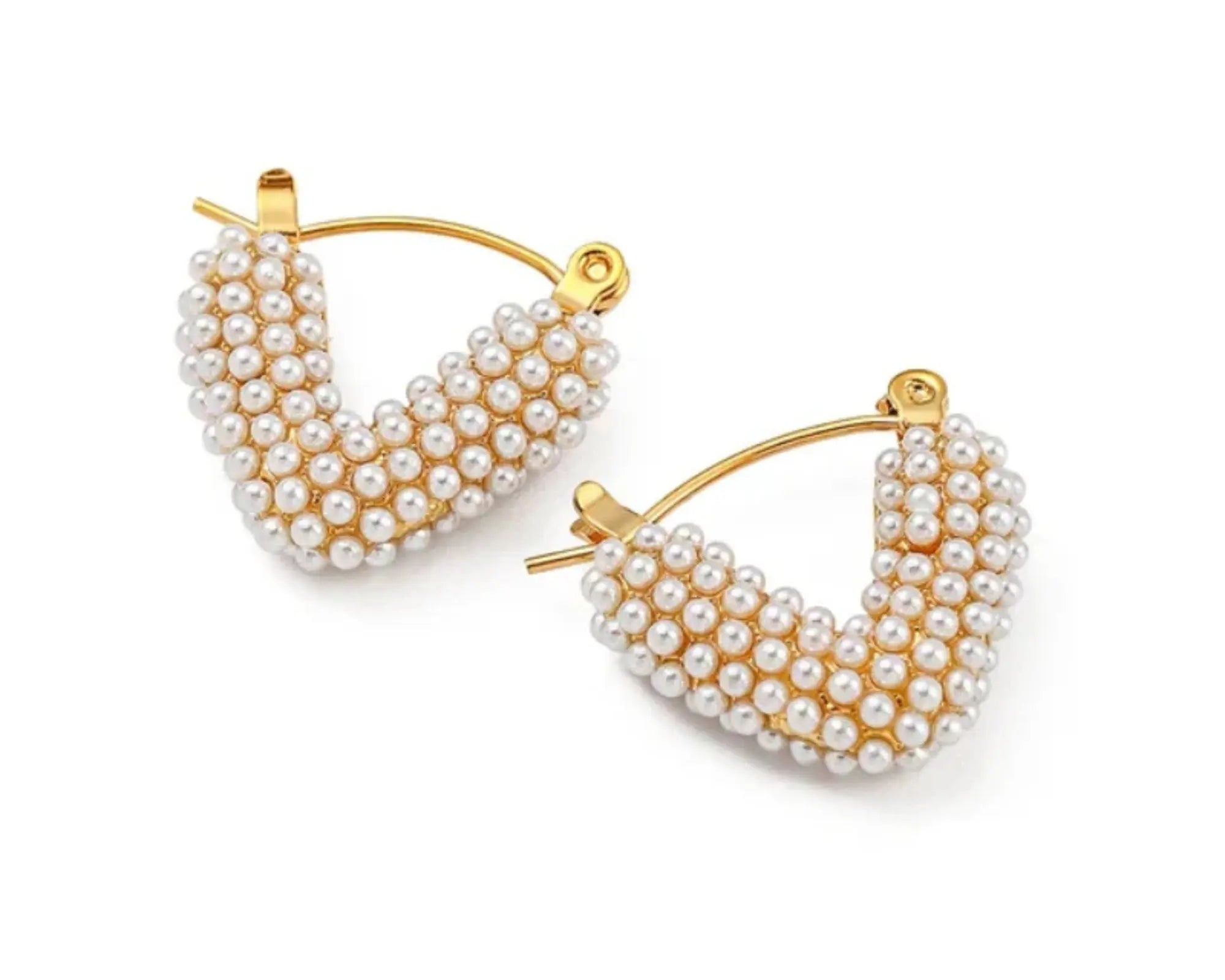 Salve Coquette Faux Pearl Heart Hoop Earrings - Salve