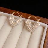 Salve Coquette Faux Pearl Heart Hoop Earrings