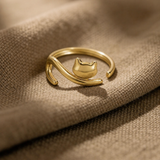 Gold-Tone Cat Ring for Women