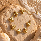 Coquette 7 Hearts Gold Bracelet
