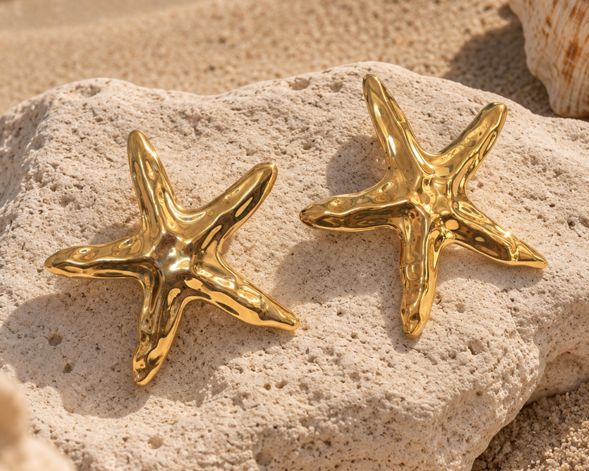 Gold starfish earrings by SALVE featuring a statement design, crafted for a bold and stylish look.