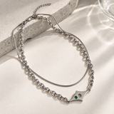 Pre-Stacked Green Stone Necklace for Men